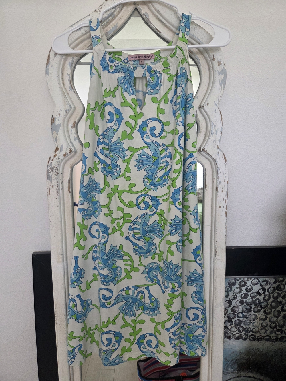Sleeveless Blue & Green Print Maxi Dress